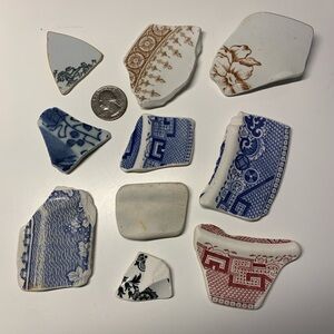 Tumbled Sea Pottery Shards Mix - Craft & Mosaic Supply (Various Patterns